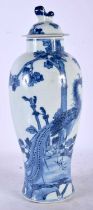A LARGE 19TH CENTURY CHINESE BLUE AND WHITE PORCELAIN VASE AND COVER Qing. 31 cm high.