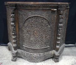 A 19th Century carved wood Anglo Indian Mughal console table 84 x 100 x 38 cm