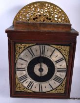 AN UNUSUAL 19TH CENTURY CONTINENTAL GILT METAL MOUNTED HANGING WALL CLOCK with silvered dial. 34