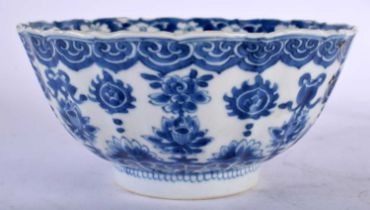 A 17TH CENTURY CHINESE BLUE AND WHITE BARBED PORCELAIN BOWL Kangxi, bearing extremely rare 'manifest