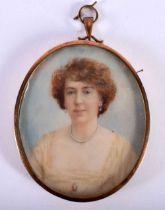 English School (C1920) H J Pocock, Watercolour, Female wearing pearls. 33.9 grams overall. 7.5 cm