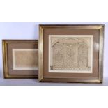 A LOVELY PAIR OF FRENCH ENGRAVINGS Imp Delatre, A De Beaumont Inc, Isphan tile & a similar window