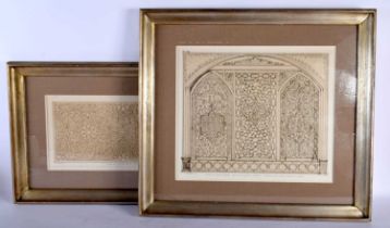 A LOVELY PAIR OF FRENCH ENGRAVINGS Imp Delatre, A De Beaumont Inc, Isphan tile & a similar window