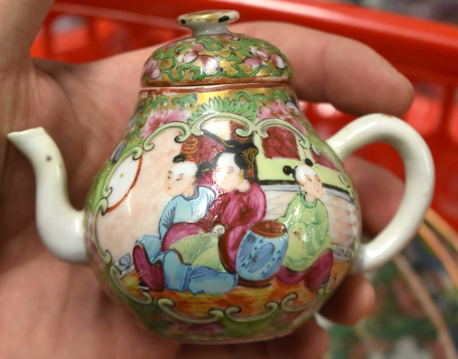 A COLLECTION OF 19TH CENTURY CANTON FAMILLE ROSE WARES Qing, painted with figures, including teapots - Image 59 of 101