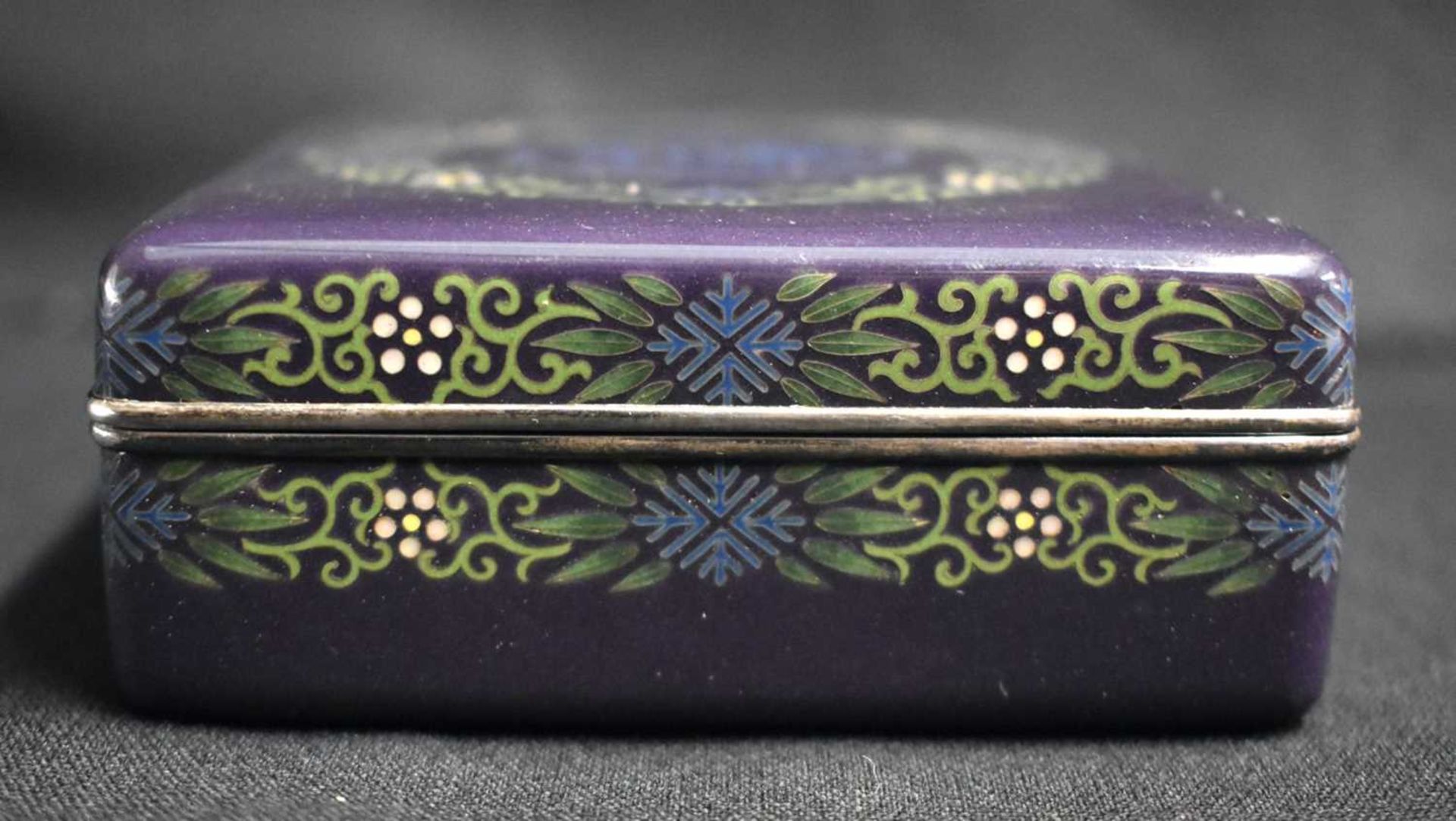 A GOOD 19TH CENTURY JAPANESE MEIJI PERIOD CLOISONNE ENAMEL BOX AND COVER by Taganori, decorated with - Image 2 of 6