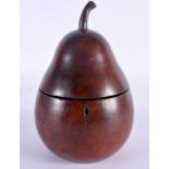 A GEORGE III TREEN PEAR WOOD TEA CADDY of naturalistic form. 19 cm x 10 cm. Note: The word Caddy