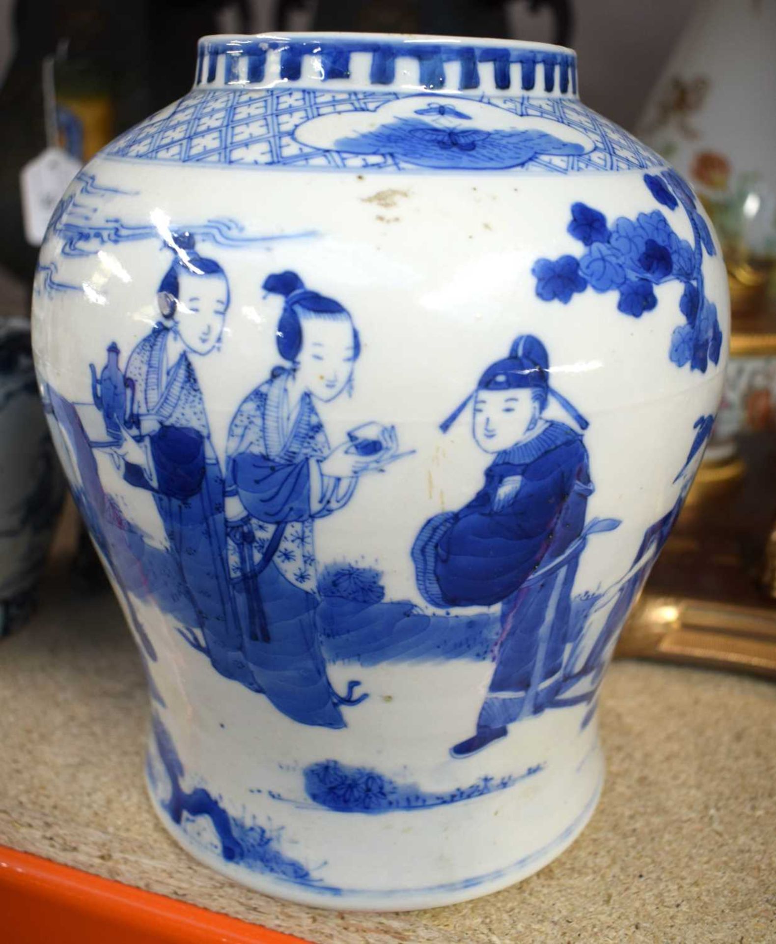 A 19TH CENTURY CHINESE BLUE AND WHITE KANGXI REVIVAL VASE bearing Kangxi marks to base, together - Image 9 of 19