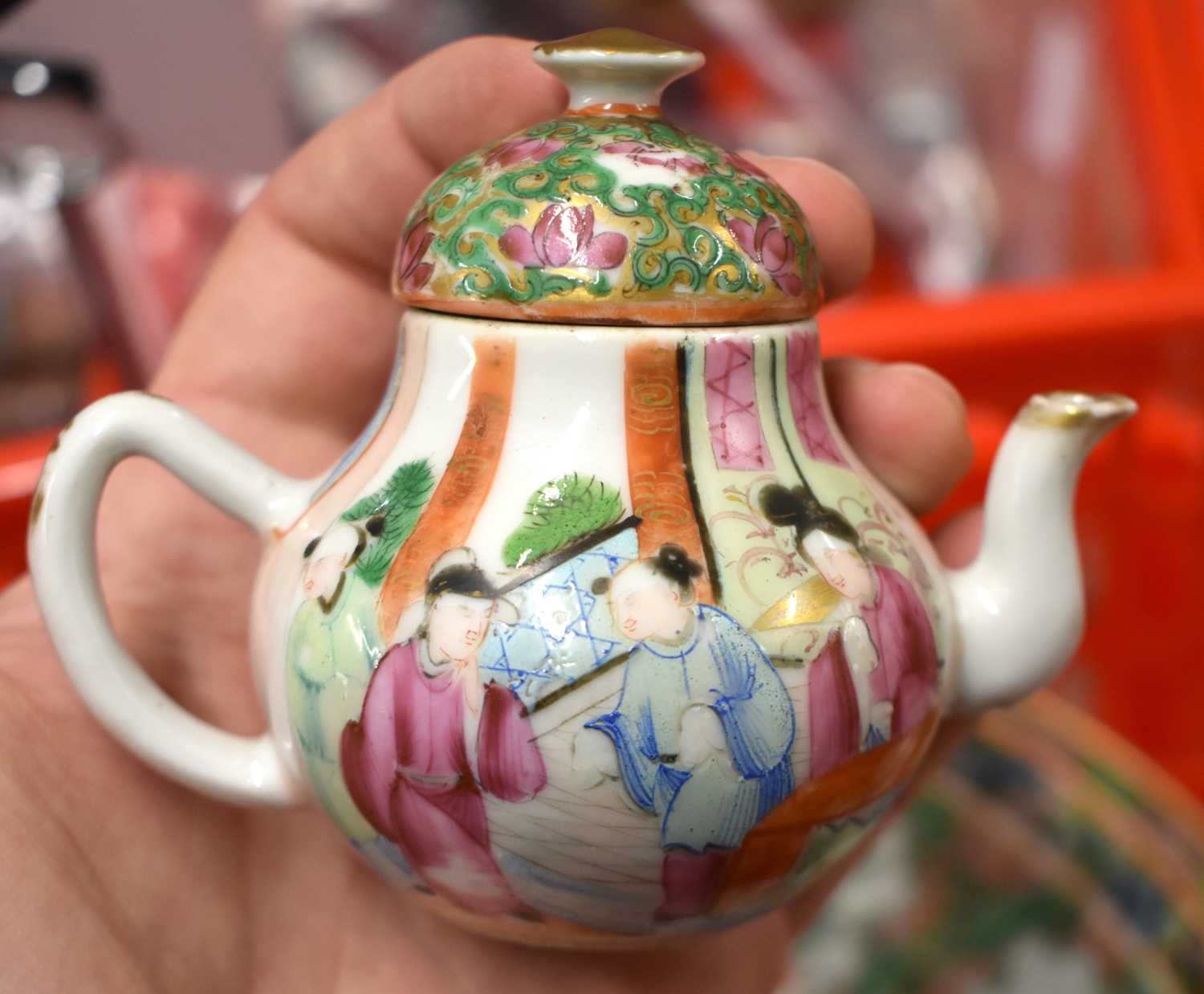 A COLLECTION OF 19TH CENTURY CANTON FAMILLE ROSE WARES Qing, painted with figures, including teapots - Image 63 of 101