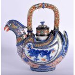 A VERY RARE LATE 19TH CENTURY JAPANESE MEIJI PERIOD GOOSE FORM PORCELAIN TEAPOT AND COVER by