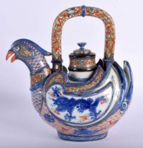A VERY RARE LATE 19TH CENTURY JAPANESE MEIJI PERIOD GOOSE FORM PORCELAIN TEAPOT AND COVER by