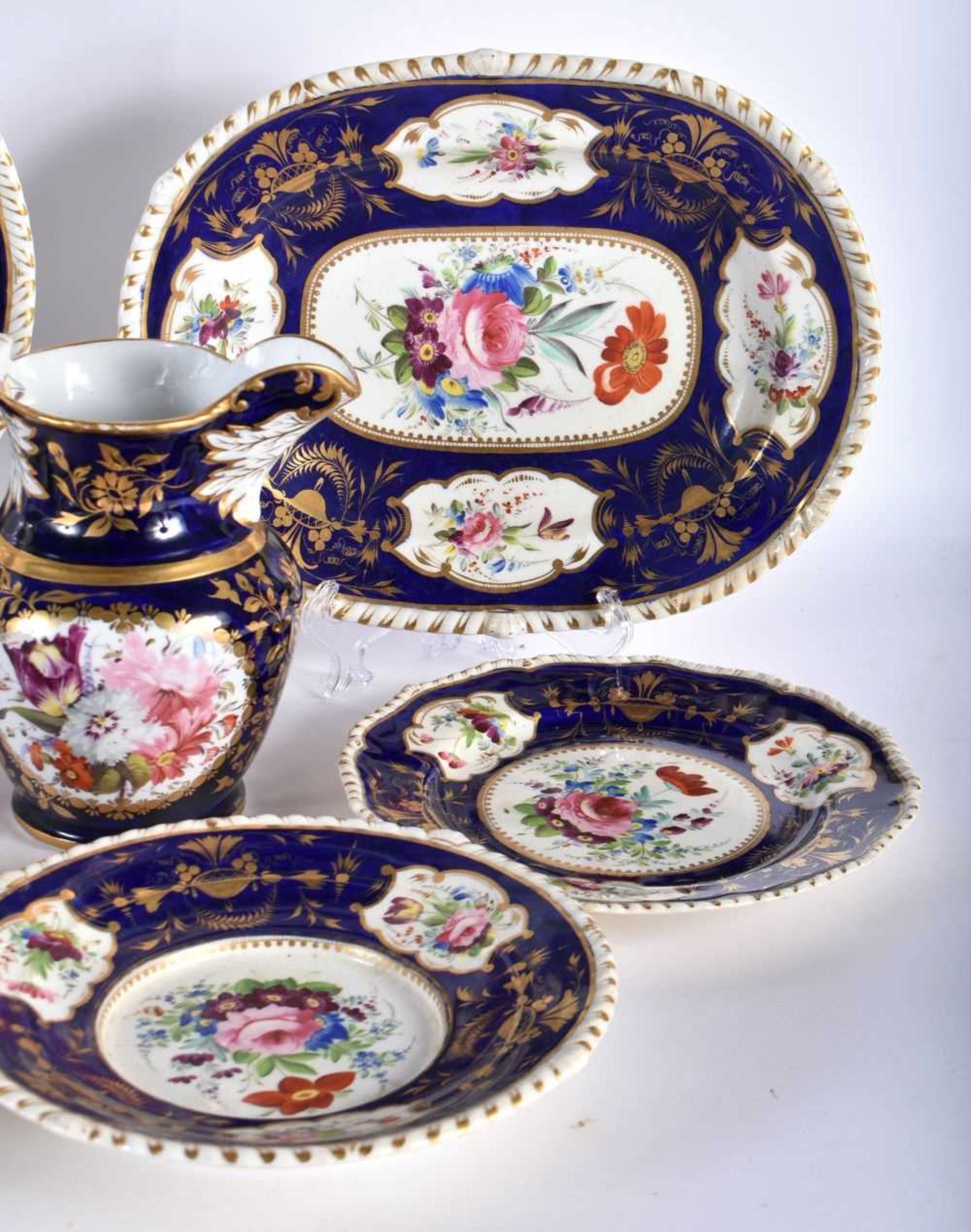 ASSORTED EARLY 19TH CENTURY DERBY WARES including a jug, dessert plates etc. Largest 30 cm wide. ( - Image 4 of 7