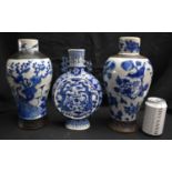 A LARGE PAIR OF 19TH CENTURY CHINESE BLUE AND WHITE PORCELAIN VASES Qing, together with a 19th