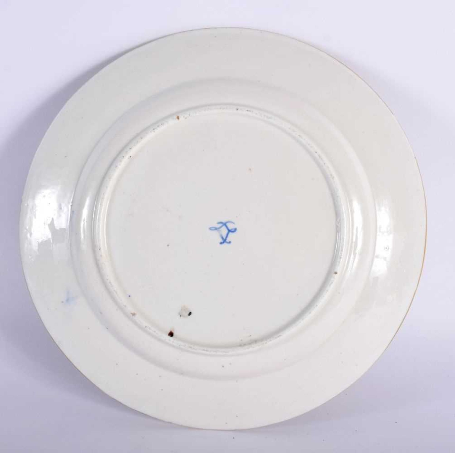 Sevres plate, the border painted in cobalt blue with four oval panels of flowers, the centre with - Image 2 of 4