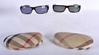 Two Cased Pair of Burberry Ladies Sunglasses. Largest 13.3cm wide (2)