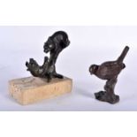 A SIGGY PUCHTA BRONZE SCULPTURE OF TWO BEARS IN A TREE, on stone base, sticker to the base 'original