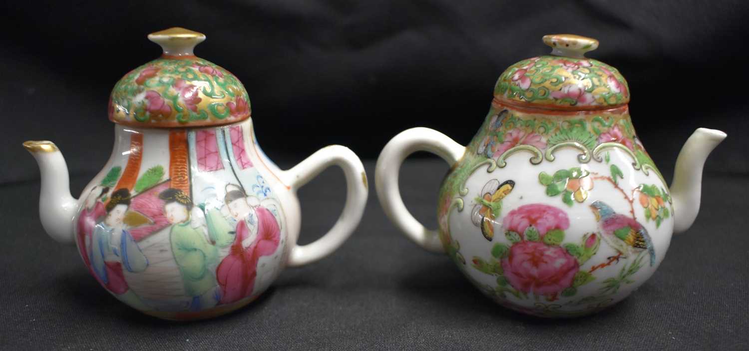 A COLLECTION OF 19TH CENTURY CANTON FAMILLE ROSE WARES Qing, painted with figures, including teapots - Image 13 of 101