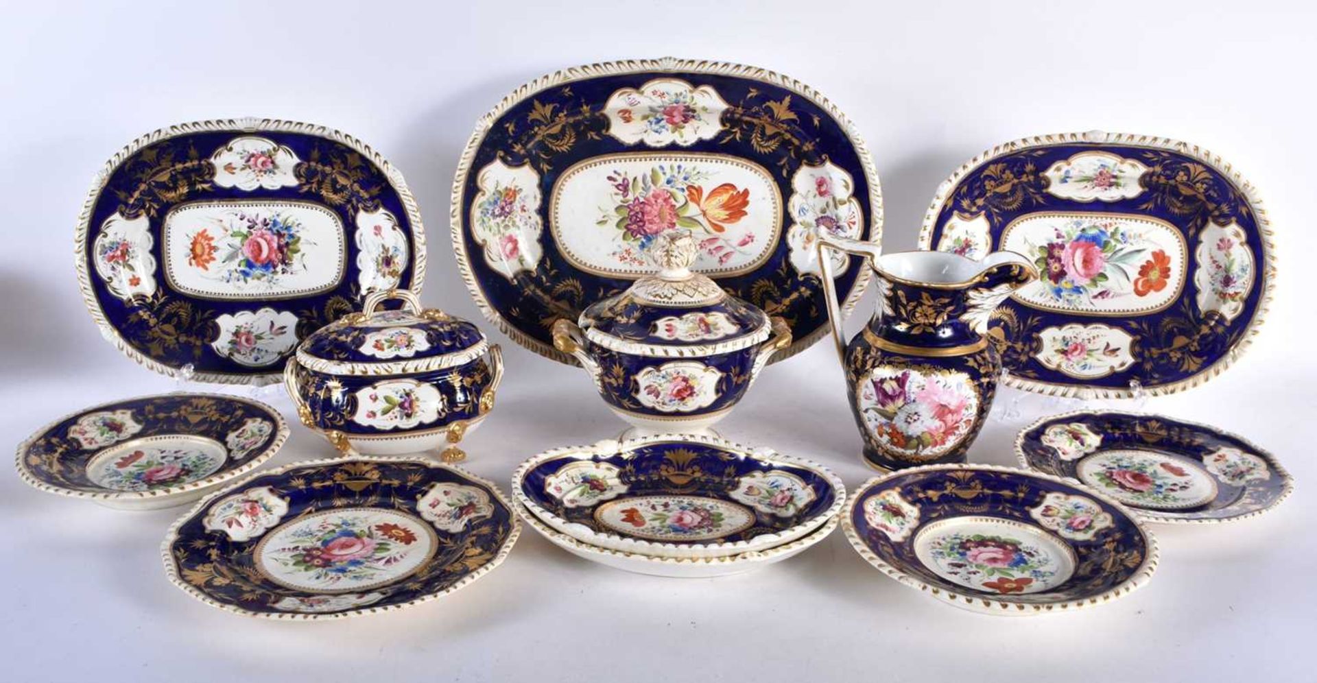ASSORTED EARLY 19TH CENTURY DERBY WARES including a jug, dessert plates etc. Largest 30 cm wide. (
