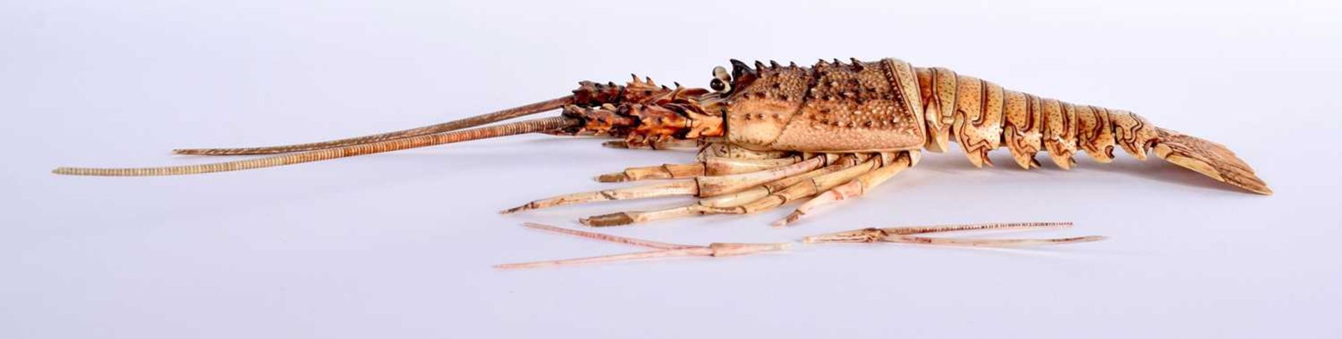 A LOVELY 19TH CENTURY JAPANESE MEIJI PERIOD FULLY ARTICULATED BONE JIZAI OKIMONO CRAYFISH modelled