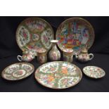 A COLLECTION OF 19TH CENTURY CANTON FAMILLE ROSE WARES Qing, painted with figures, including teapots