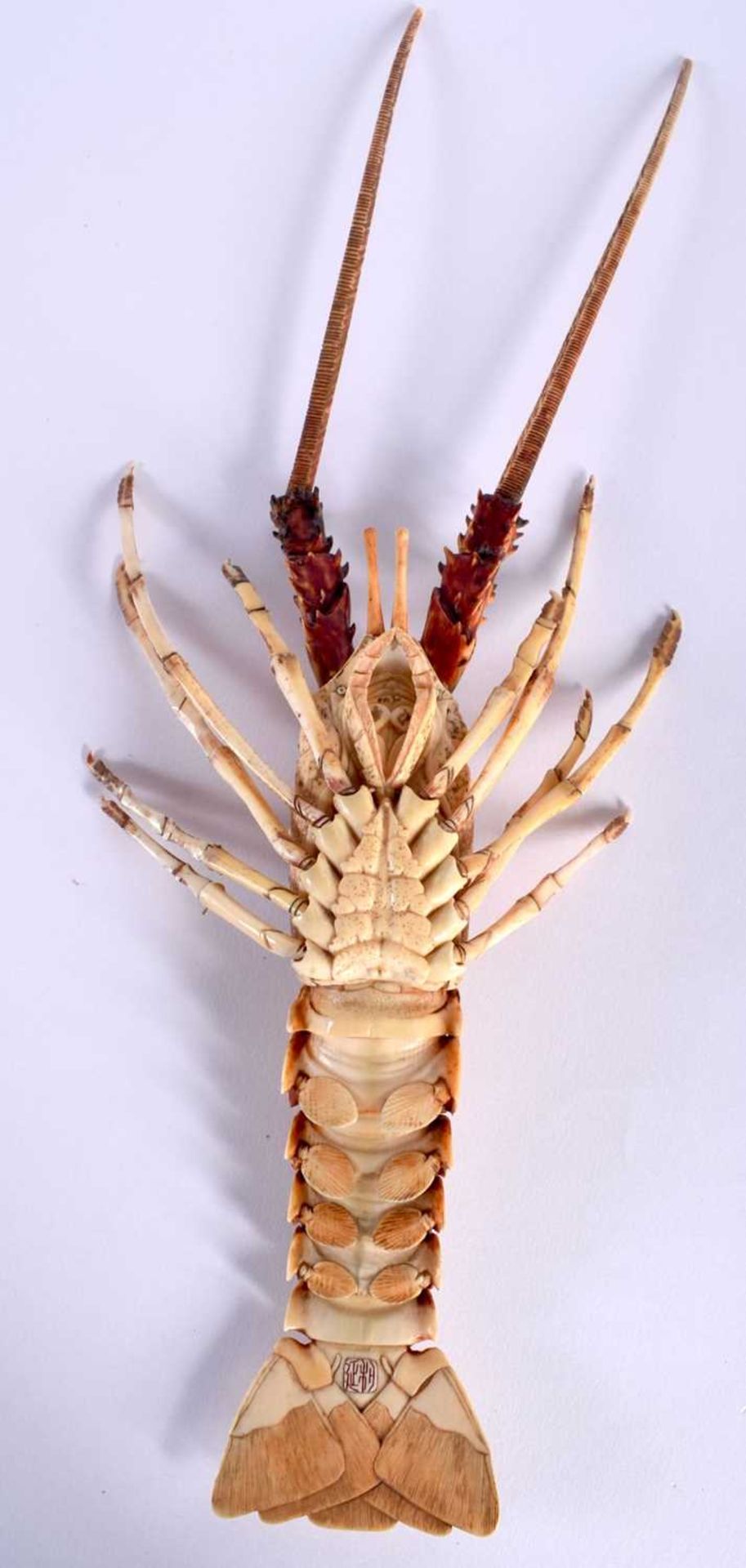 A LOVELY 19TH CENTURY JAPANESE MEIJI PERIOD FULLY ARTICULATED BONE JIZAI OKIMONO CRAYFISH modelled - Image 11 of 11