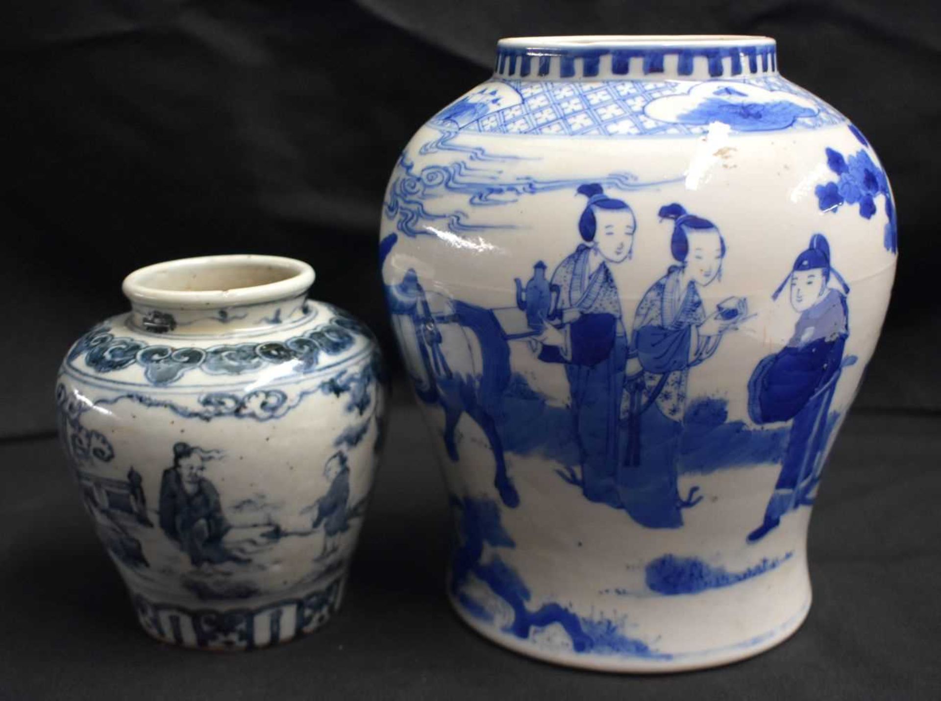 A 19TH CENTURY CHINESE BLUE AND WHITE KANGXI REVIVAL VASE bearing Kangxi marks to base, together
