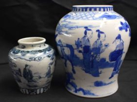 A 19TH CENTURY CHINESE BLUE AND WHITE KANGXI REVIVAL VASE bearing Kangxi marks to base, together