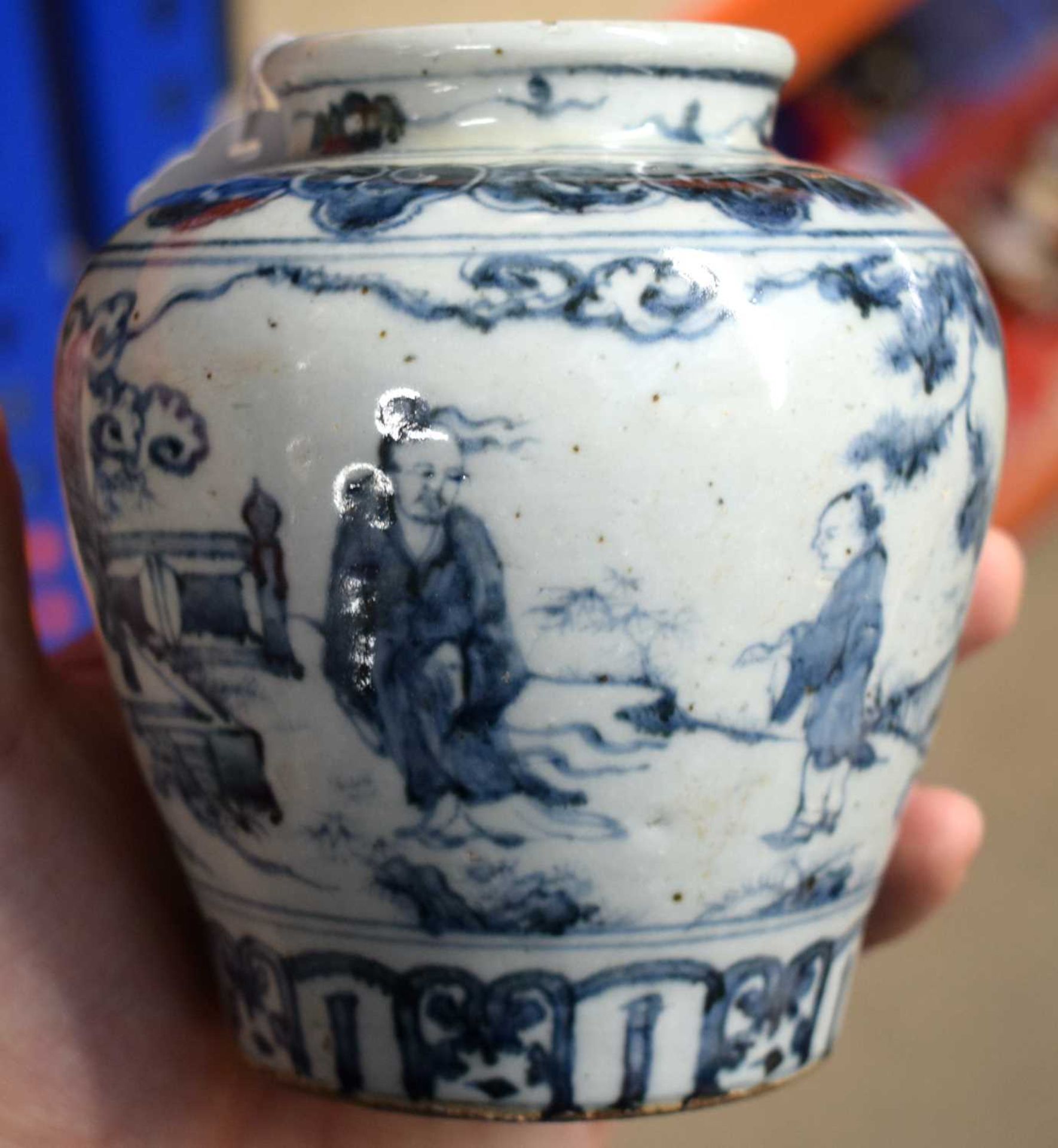 A 19TH CENTURY CHINESE BLUE AND WHITE KANGXI REVIVAL VASE bearing Kangxi marks to base, together - Image 12 of 19