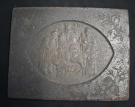A 19TH CENTURY CHINESE COMPRESSED TEA BRICK Qing, one side decorated with motifs, the other