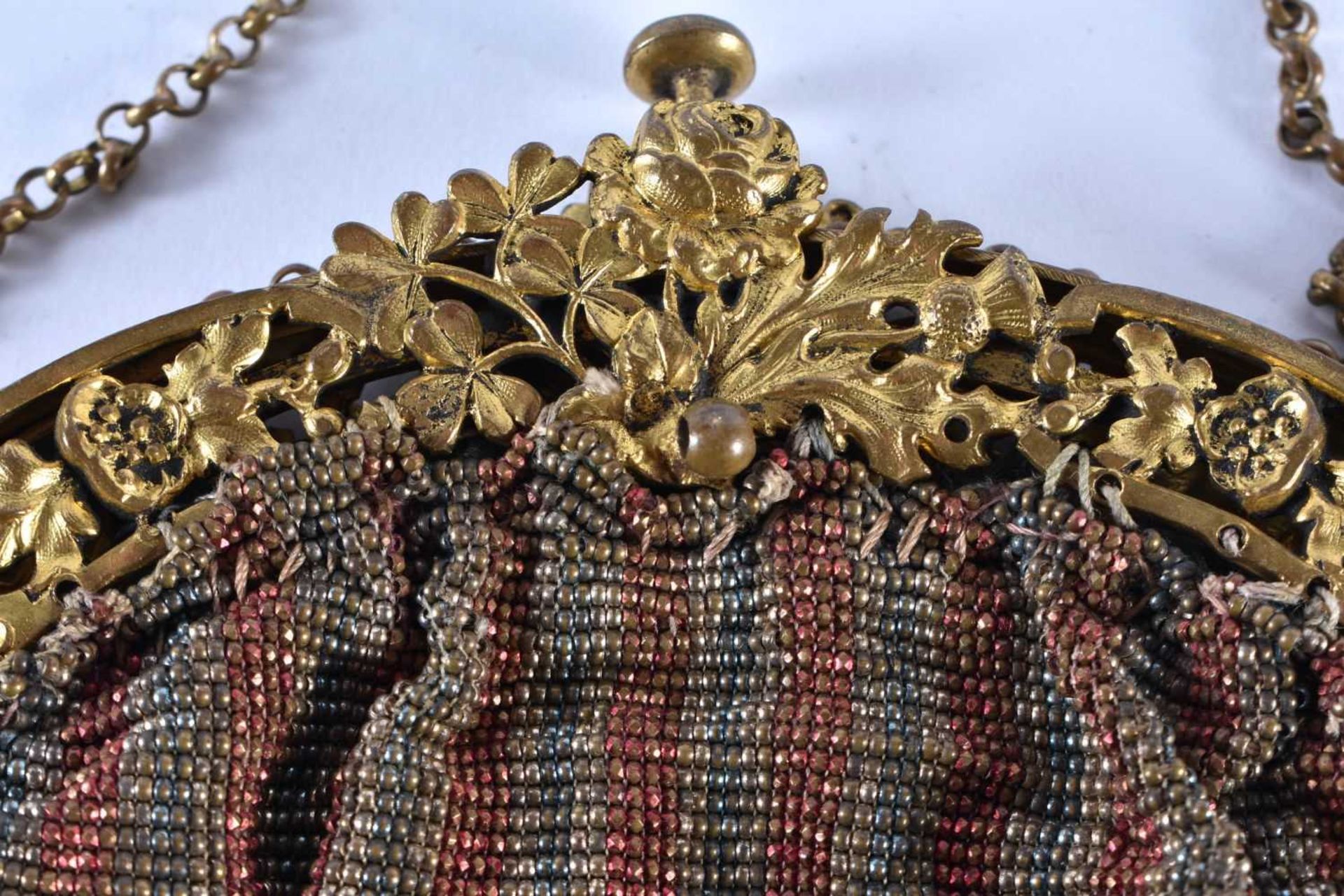 A Beadwork Bag with Gilt Mounts. 19cm x 15cm, weight 285g - Image 2 of 5