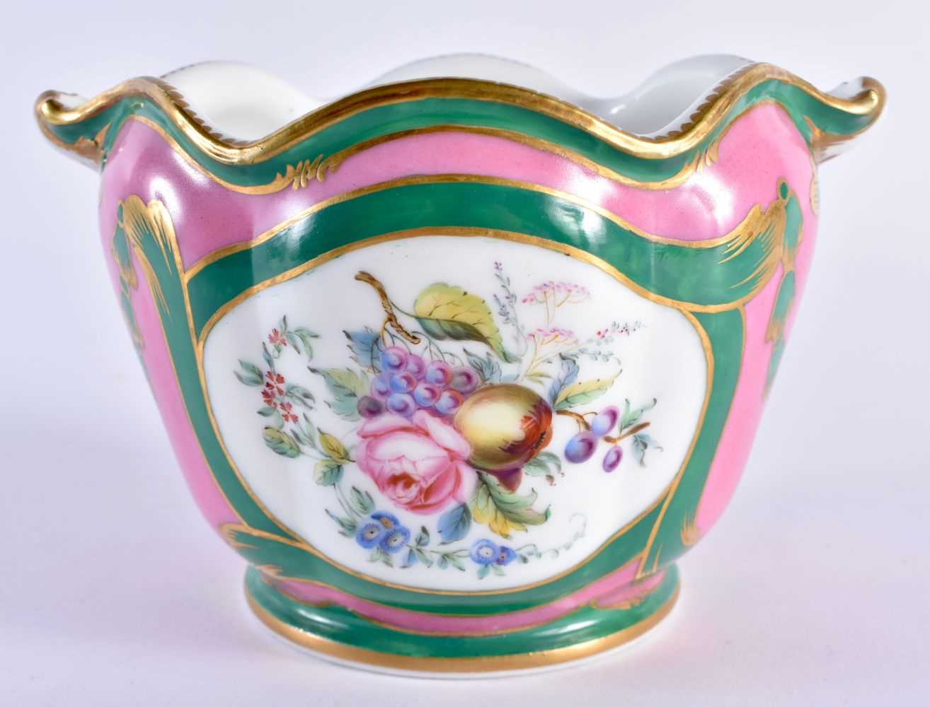 19th century Sevres style bottle cooler painted with birds with flowers verso, the ground in pink - Image 3 of 5