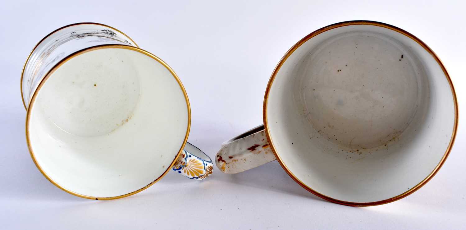 Early 19th century Derby porter mug lavishly painted with flowers on a marble table and a mug made - Image 4 of 5