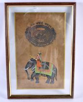 AN INDIAN PAINTED ONE RUPEE JAIPUR GOVERNMENT REVENUE STAMP. 40 cm x 28 cm.
