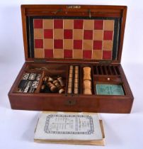 AN ANTIQUE GAMING COMPENDIUM within original mahogany box. 38 cm x 24 cm.