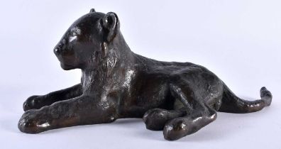 Alfred Sabisch (C1930) German, Bronze, Seated lion. 23 cm x 10 cm.