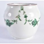 18th century Bristol sugar pot painted with green chains hanging from green loops ‘X’ mark. 7cm