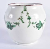 18th century Bristol sugar pot painted with green chains hanging from green loops ‘X’ mark. 7cm