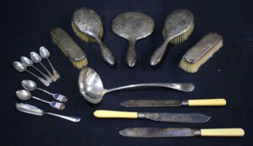A set of George III Silver spoons by J Preedy 60g together with plated items (16).