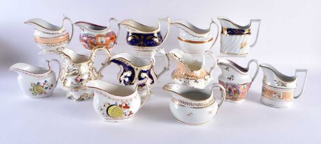 13 Early 19th century cream jugs from factories including New Hall, Worcester and Spode (qty)