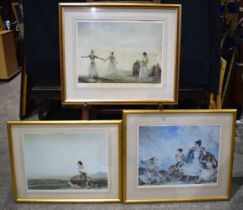 A collection of framed Russell Flint prints. 38 x 53cm. (3).
