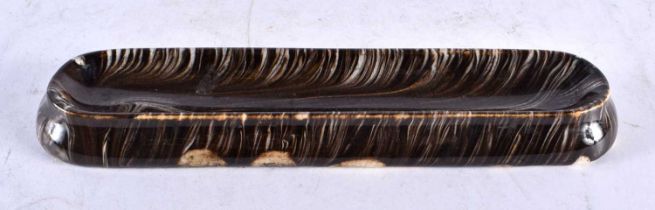 A RARE 19TH CENTURY SCOTTISH IMITATION AGATE POTTERY PEN TRAY. 22 cm long.