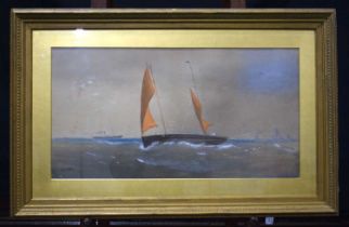 A large framed nautical watercolour signed A Toger 37 x 70cm