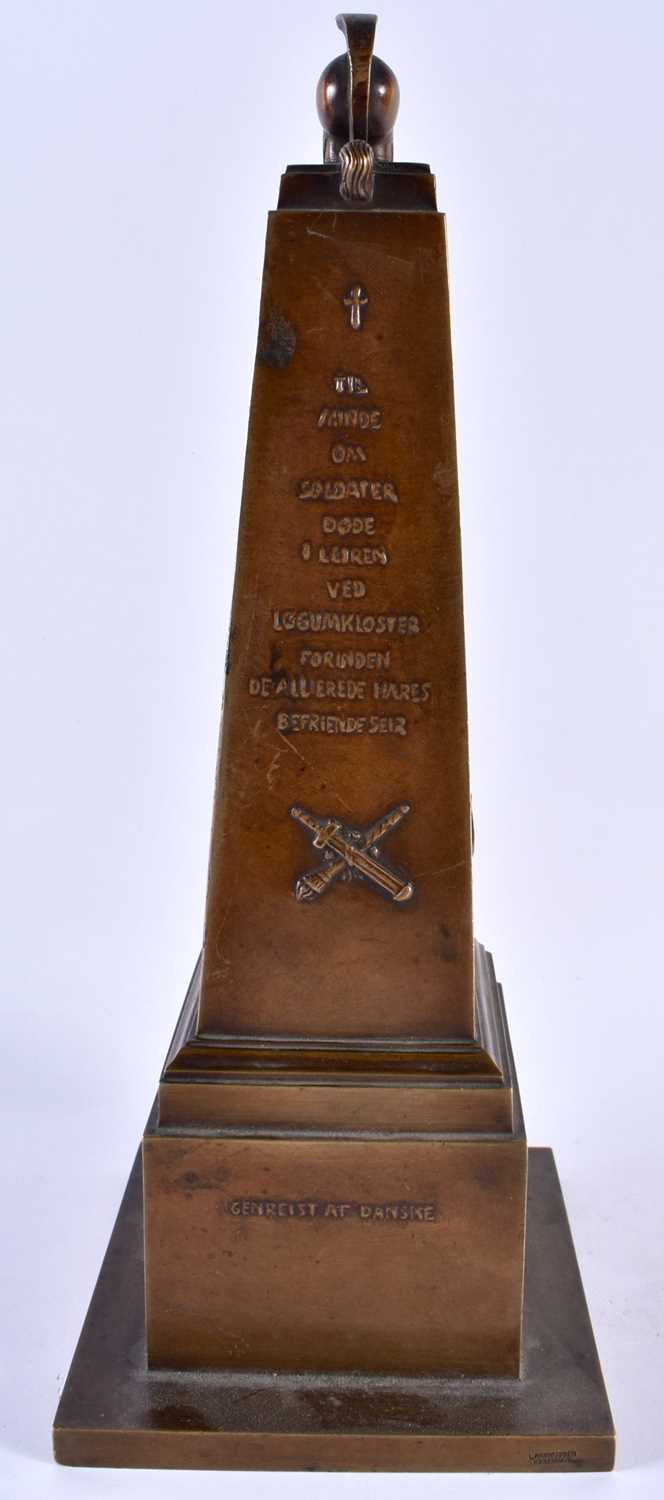 A LARGE ANTIQUE DANISH BRONZE MILITARY GRAND TOUR OBELISK signed L Rasmussen Copenhagen. 34 cm - Image 3 of 6