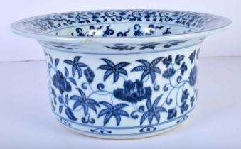 A Chinese Porcelain blue and white wash bowl decorated with a floral pattern 14 x 31.5 cm