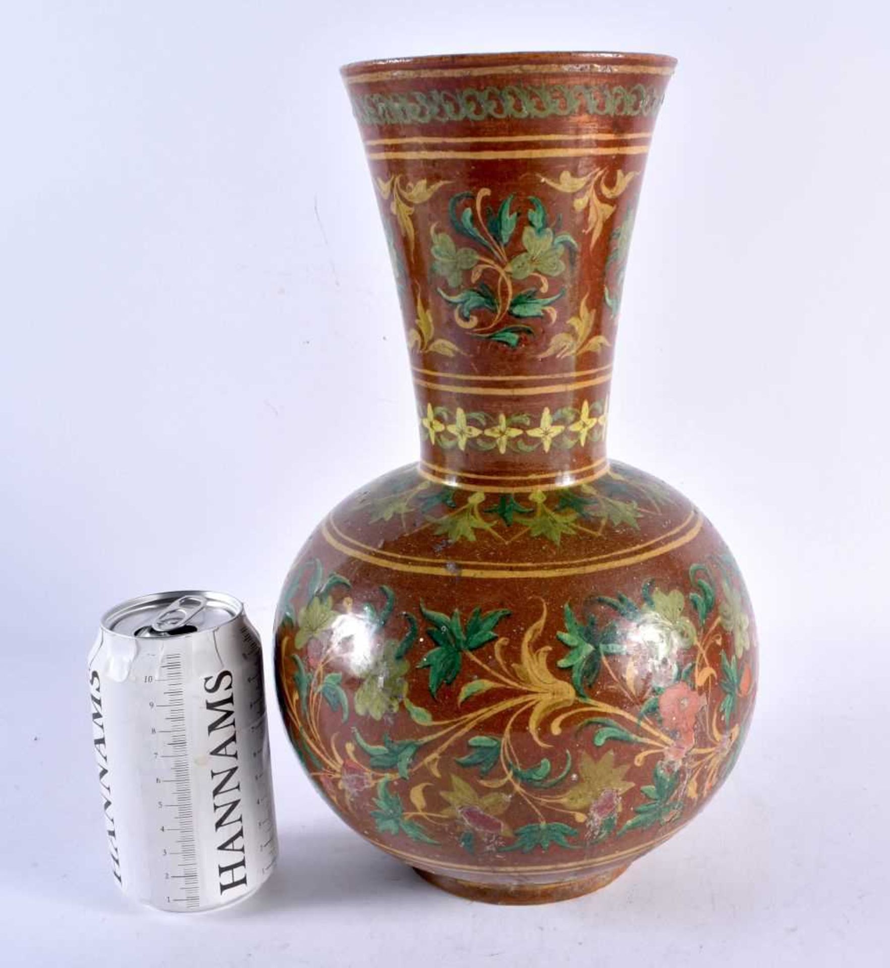 A FINE 19TH CENTURY MIDDLE EASTERN ISLAMIC INDIAN POTTERY VASE painted with stylised flowers in