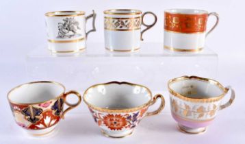 THREE LATE 18TH/19TH CENTURY FLIGHT BARR AND BARR PORCELAIN CUPS together with three other cups