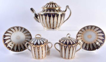 A LATE 18TH CENTURY ENGLISH PORCELAIN PART TEASET comprising of teapot & two twin handled cups,