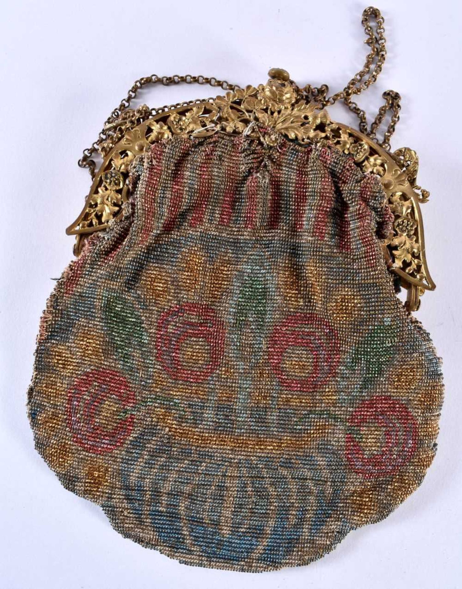 A Beadwork Bag with Gilt Mounts. 19cm x 15cm, weight 285g - Image 5 of 5