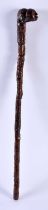 A VERY UNUSUAL 18TH/19TH CENTURY CARVED WOOD MINIATURE STAFF possibly tribal, decorated all over