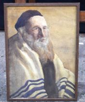 Framed watercolour of a Rabbi signed indistinctly 38 x 28 cm