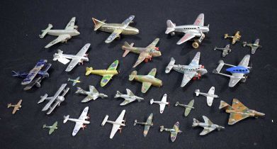 A collection of model planes mostly metal Dinky, matchbox largest 13 cm (26).